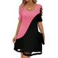 ⌛Limited-Time Offer-Women's Color-Block Crew-Neck Midi Dress with Mesh Hem