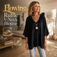 👚🌿 Leichte Rüschenbluse mit V-Ausschnitt – bequem