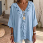 👚🌿 Leichte Rüschenbluse mit V-Ausschnitt – bequem