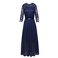 ✨ Spitzenkleid mit Satin-Gürtel und langem Rock – feminin