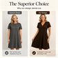 Absolut im Trend! ⭐ 🎀 Stilvolles A-Linien-Kleid mit V-Ausschnitt und Wellendetail – die hohe Taille streckt die Figur optisch