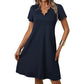 Absolut im Trend! ⭐ 🎀 Stilvolles A-Linien-Kleid mit V-Ausschnitt und Wellendetail – die hohe Taille streckt die Figur optisch