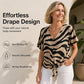 🔥Top-Auswahl🔥 Damen-T-Shirt mit V-Ausschnitt und Bindeband vorne im Zebra-Muster