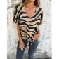 🔥Top-Auswahl🔥 Damen-T-Shirt mit V-Ausschnitt und Bindeband vorne im Zebra-Muster