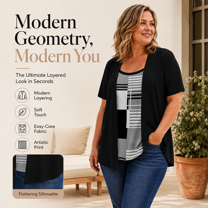 Aktuelle Trends👚Zweiteiliges Oberteil in Farbblock-Optik für Damen