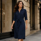 🏆Bestseller👗 Damen-Shirtkleid mit 3/4-Ärmeln & Gürtel – Figurschmeichelnd, vielseitig & bequem | Perfekt für jeden Anlass