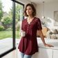 Top-bewertet ⭐Damen Spitzen-V-Ausschnitt Kurzarm-Top