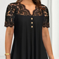 Top-bewertet ⭐Damen Spitzen-V-Ausschnitt Kurzarm-Top