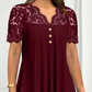 Top-bewertet ⭐Damen Spitzen-V-Ausschnitt Kurzarm-Top