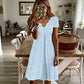 👗Top-Empfehlung - V-Ausschnitt Lochstickerei-Kleid mit Muschelsaum – Leicht & Romantisch für Gartenpartys oder Brunch 🌿