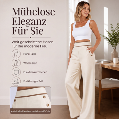 👖🎨 Bestseller – Damen-Hochbundhose mit Kontrastbesatz – bequem und stylisch