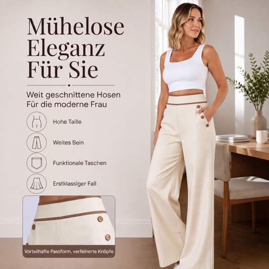 👖🎨 Bestseller – Damen-Hochbundhose mit Kontrastbesatz – bequem und stylisch