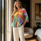 Damen Retro-Patchwork-V-Ausschnitt-Bluse
