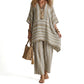 👚👖 Bestseller – gestreiftes Boho-Set mit Leinen-Mix – luftig und schlankmachend