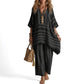 👚👖 Bestseller – gestreiftes Boho-Set mit Leinen-Mix – luftig und schlankmachend
