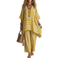 👚👖 Bestseller – gestreiftes Boho-Set mit Leinen-Mix – luftig und schlankmachend