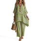 👚👖 Bestseller – gestreiftes Boho-Set mit Leinen-Mix – luftig und schlankmachend