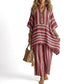 👚👖 Bestseller – gestreiftes Boho-Set mit Leinen-Mix – luftig und schlankmachend