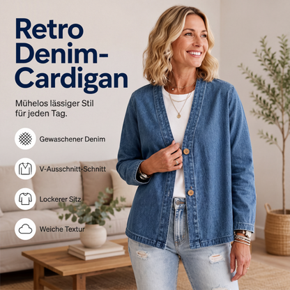 Legere kragenlose Damen-Strickjacke mit Knopfverschluss