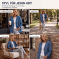 Legere kragenlose Damen-Strickjacke mit Knopfverschluss