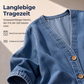 Legere kragenlose Damen-Strickjacke mit Knopfverschluss