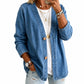 Legere kragenlose Damen-Strickjacke mit Knopfverschluss