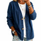 Legere kragenlose Damen-Strickjacke mit Knopfverschluss
