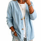 Legere kragenlose Damen-Strickjacke mit Knopfverschluss