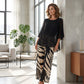 Elegantes, fließendes Oberteil und bedruckte Hose Set von Wemon