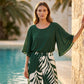 Elegantes, fließendes Oberteil und bedruckte Hose Set von Wemon
