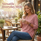 ☀️👚Top-Empfehlung – Bluse mit V-Ausschnitt und Spitzenbesatz – atmungsaktiver Stoff und figurschmeichelnder Fall für Arbeit oder Wochenende 🌿