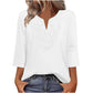 ☀️👚Top-Empfehlung – Bluse mit V-Ausschnitt und Spitzenbesatz – atmungsaktiver Stoff und figurschmeichelnder Fall für Arbeit oder Wochenende 🌿