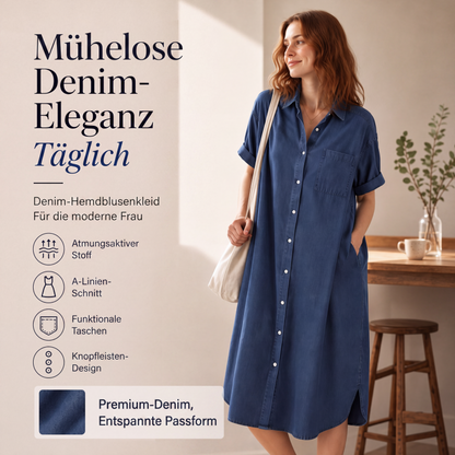 ✨🛍️Neu eingetroffen – Locker sitzendes Jeanskleid mit Knopfleiste – Zeitloser Kleiderschrank-Klassiker für das Wochenende oder auf Reisen 🍃   �