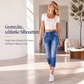 Taillenhohe, schmal geschnittene Cropped-Jeans für Damen