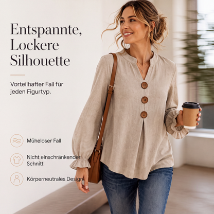 🛍️👚 Tagesangebot – elegante Bluse mit Rüschenärmeln – zeitlos und atmungsaktiv