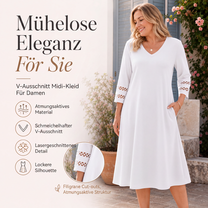 🔥 Top-bewertet – V-Ausschnitt-Midikleid – vielseitig und elegant ✨