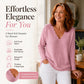 Aktueller Trend⭐👚 Strickpullover mit gewelltem V-Ausschnitt – feminine Details und weiche Textur für einen lässigen Look bei kühlem Wetter