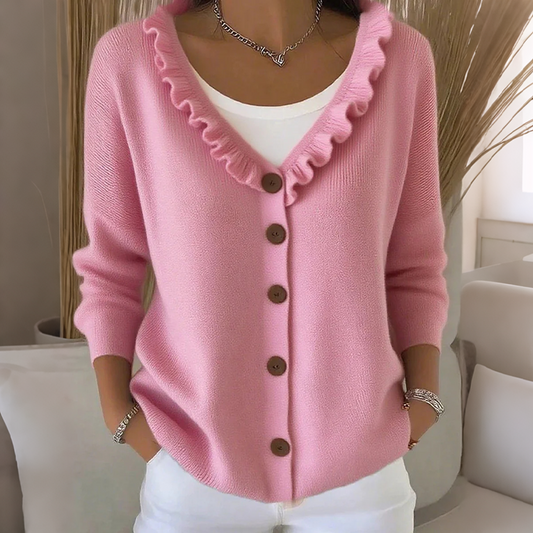 Neue Kollektion🔥Damen-Strickjacke mit Rüschenkragen