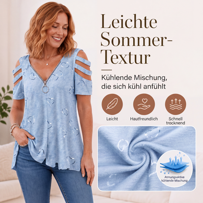 Bestseller💕 Cold-Shoulder-T-Shirt – Trendige Cut-Outs und einfache Kombinierbarkeit für jedes Outfit