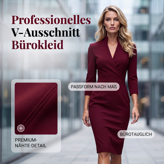 Neue Kollektion🔥Elegantes figurbetontes Kleid mit Stehkragen und V-Ausschnitt