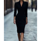 Neue Kollektion🔥Elegantes figurbetontes Kleid mit Stehkragen und V-Ausschnitt
