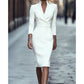 Neue Kollektion🔥Elegantes figurbetontes Kleid mit Stehkragen und V-Ausschnitt