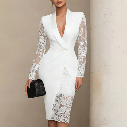 Neue Kollektion🔥Elegantes Spitzenkleid mit V-Ausschnitt – schmeichelhaft und feminin 🌸