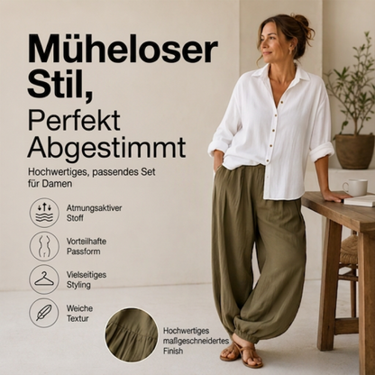 👚 Saisonaler Stil – Lässiges Hemd & drapierte Hose – edler Casual-Look für den Alltag