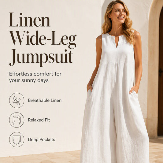 👗🌿 Neuheiten – Leinen-Overall mit V-Ausschnitt – leicht und luftig