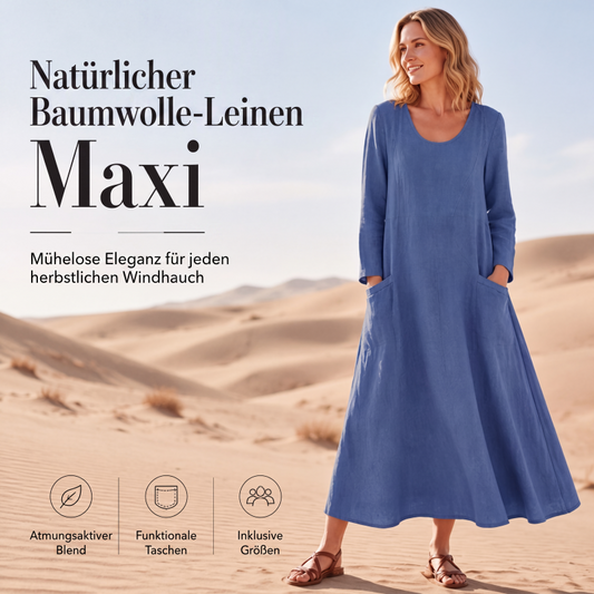 💎🌿 Neuheiten – Langes A-Linien-Kleid mit Taschen – bequem und luftig