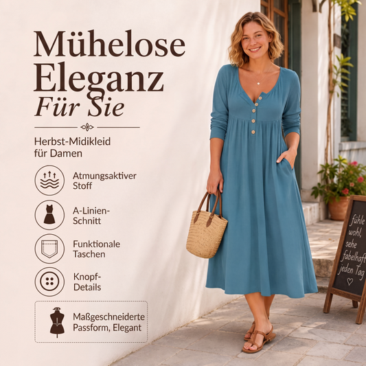 💎✨ Jetzt im Trend – V-Ausschnitt-Knopf-Plisseekleid – perfekt für den Alltag