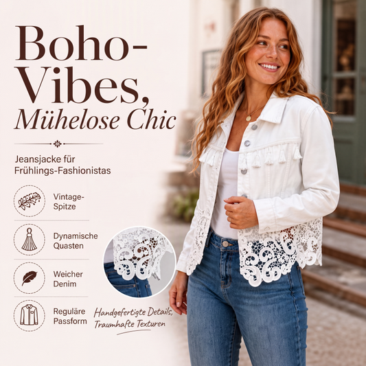 💎🌸 Bestseller – Spitzen-Denimjacke – bequem und stylisch