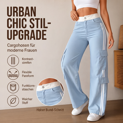 📢📢50%Rabatt!!!🎉✨Cargo-Hose mit geradem Bein und Seitenstreifen für Damen