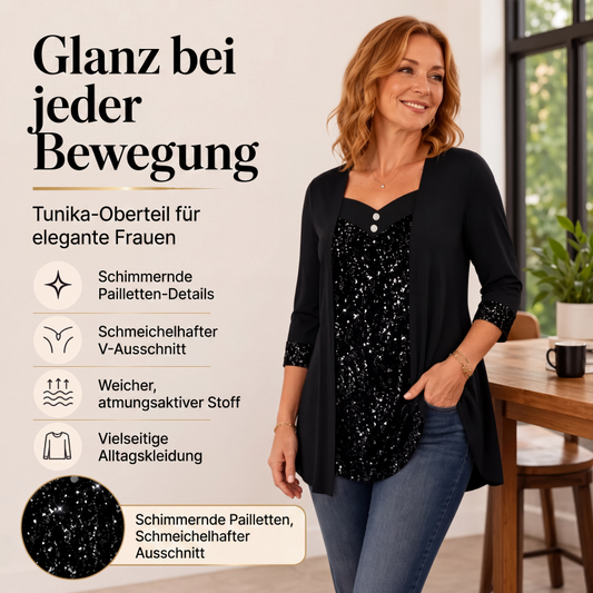 💎🌟 Bestseller – Pailletten-Patchwork-Top – vielseitig und bequem